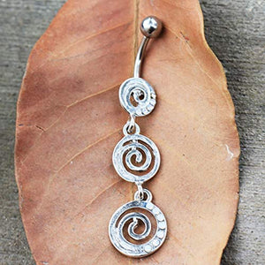 316L Stainless Steel Jeweled Coils Dangle WildKlass Navel Ring-WildKlass Jewelry