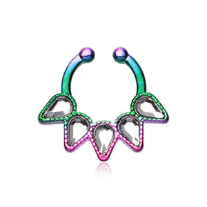 Colorline Quinary Spear WildKlass Fake Septum Clip-On Ring-WildKlass Jewelry