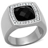 WildKlass Stainless Steel Ring High Polished (no Plating) Men Semi-Precious Jet-WildKlass Jewelry