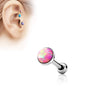 Opal Set Flat Top 316L Surgical Steel WildKlass Cartilage/Tragus Barbell-WildKlass Jewelry