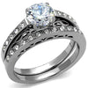 WildKlass Stainless Steel Ring High Polished Women AAA Grade CZ Clear-WildKlass Jewelry