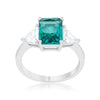 WildKlass Classic Aqua Rhodium Plated Engagement Ring-WildKlass Jewelry