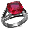 WildKlass Stainless Steel Ring IP Light Black (IP Gun) Women Synthetic Ruby-WildKlass Jewelry