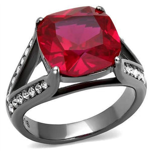WildKlass Stainless Steel Ring IP Light Black (IP Gun) Women Synthetic Ruby-WildKlass Jewelry