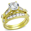 WildKlass Stainless Steel Ring IP Gold Women AAA Grade CZ Clear-WildKlass Jewelry