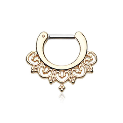 Golden Celestial Filigree WildKlass Septum Clicker-WildKlass Jewelry