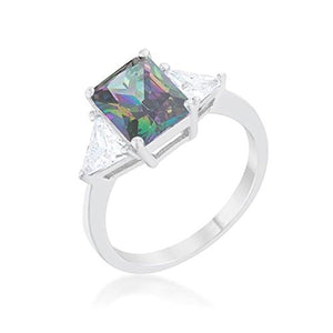 WildKlass Classic Mystic Rhodium Plated Engagement Ring-WildKlass Jewelry