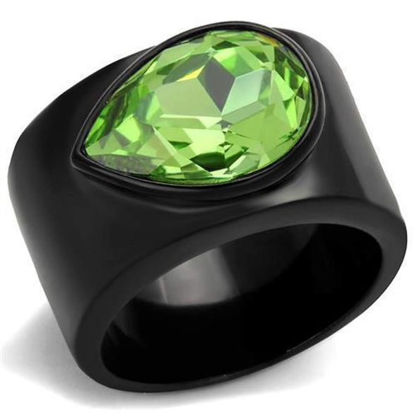 WildKlass Stainless Steel Ring IP Women Top Grade Crystal Peridot-WildKlass Jewelry
