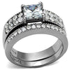 WildKlass Stainless Steel Ring High Polished Women AAA Grade CZ Clear-WildKlass Jewelry