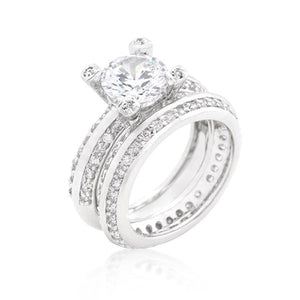 WildKlass Cubic Zirconia Round Cut Pave Ring Set-WildKlass Jewelry