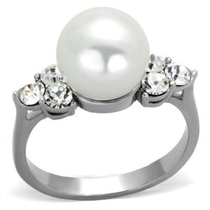 WildKlass Stainless Steel Ring High Polished (no Plating) Women Synthetic White-WildKlass Jewelry