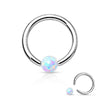 WildKlass Jewelry Opal Captive Bead Synthetic Opal Ball 316L Surgical Steel Silver Spakle-WildKlass Jewelry
