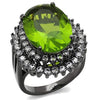 WildKlass Stainless Steel Ring IP Light Black (IP Gun) Women Synthetic Peridot-WildKlass Jewelry