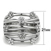 WildKlass Stainless Steel Flower Ring High Polished (no Plating) Women Top Grade Crystal Clear-WildKlass Jewelry