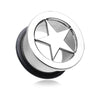 Star Steel Single Flared Ear Gauge Hollow WildKlass Plug-WildKlass Jewelry
