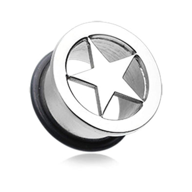 Star Steel Single Flared Ear Gauge Hollow WildKlass Plug-WildKlass Jewelry