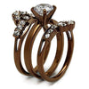 WildKlass Stainless Steel Ring IP Coffee Light Women AAA Grade CZ Clear-WildKlass Jewelry