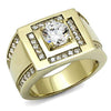 WildKlass Stainless Steel Ring IP GoldMen AAA Grade CZ Clear-WildKlass Jewelry