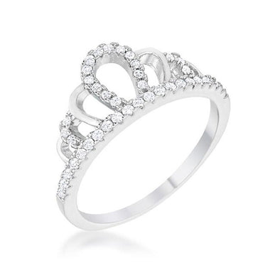 WildKlass 0.2ct Rhodium Plated Simple Crown Ring-WildKlass Jewelry