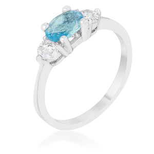 WildKlass 1.2ct Blue Topaz CZ Rhodium Plated Classic Oval Ring-WildKlass Jewelry