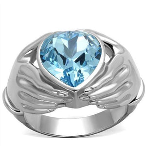 WildKlass Stainless Steel Ring High Polished (no Plating) Women Top Grade Crystal Sea Blue-WildKlass Jewelry