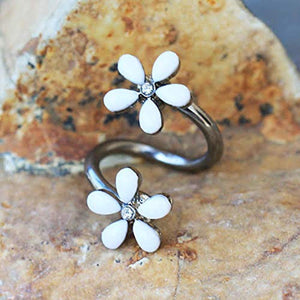 316L Stainless Steel White Wild Flower WildKlass Twist Jewelry-WildKlass Jewelry