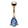 Opal Glitter Tear Drop Prong Set Rose Gold IP Over 316L Surgical Steel WildKlass Belly Button Navel Rings-WildKlass Jewelry