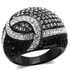 WildKlass Stainless Steel Ring Two-Tone IP Black Women Top Grade Crystal Black Diamond-WildKlass Jewelry