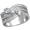 WildKlass Stainless Steel Ring High Polished (no Plating) Women AAA Grade with 3 CZ Clear-WildKlass Jewelry