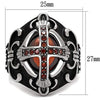 WildKlass Stainless Steel Ring High Polished Men AAA Grade CZ Garnet-WildKlass Jewelry