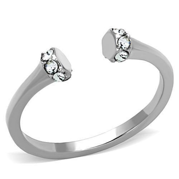 WildKlass Stainless Steel Ring High Polished (no Plating) Women Top Grade Crystal Clear-WildKlass Jewelry