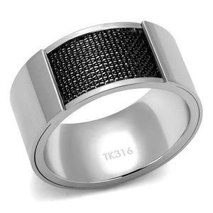 WildKlass Stainless Steel Ring High Polished Men Epoxy Jet-WildKlass Jewelry