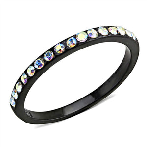 WildKlass Stainless Steel Ring IP Women Top Grade Crystal Aurora Borealis (Rainbow Effect)-WildKlass Jewelry