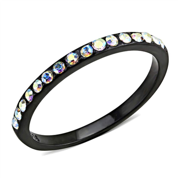 WildKlass Stainless Steel Ring IP Women Top Grade Crystal Aurora Borealis (Rainbow Effect)-WildKlass Jewelry