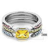 WildKlass Stainless Steel Ring High Polished Women AAA Grade CZ Topaz-WildKlass Jewelry