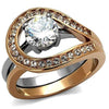 WildKlass Stainless Steel Ring Two-Tone IP Rose Gold Women AAA Grade CZ Clear-WildKlass Jewelry