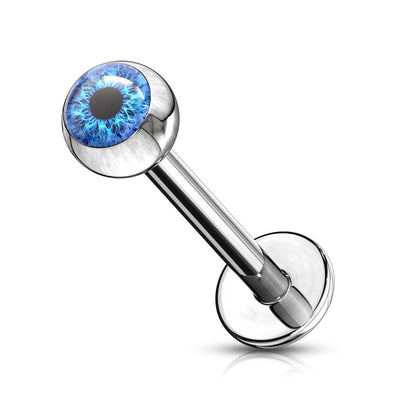 Round Eyeball Inlaid Ball 316L Surgical Steel WildKlass Labret, Monroe, Cartilage Studs-WildKlass Jewelry