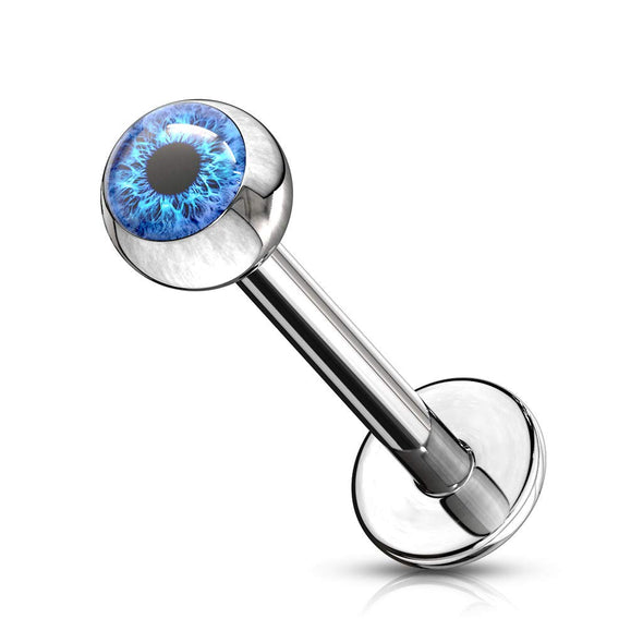 Round Eyeball Inlaid Ball 316L Surgical Steel WildKlass Labret, Monroe, Cartilage Studs-WildKlass Jewelry