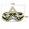 WildKlass Stainless Steel Ring IP Gold+ IP Black Women Top Grade Crystal Clear-WildKlass Jewelry