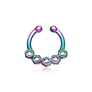 Colorline Hexa Gemina Sparkle WildKlass Fake Septum Clip-On Ring-WildKlass Jewelry