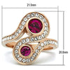WildKlass Stainless Steel Anniversary Ring IP Rose Gold Women Top Grade Crystal Fuchsia-WildKlass Jewelry