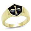 WildKlass Stainless Steel Ring IP GoldMen Epoxy Jet-WildKlass Jewelry