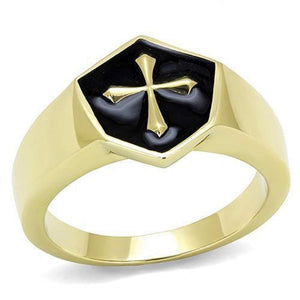 WildKlass Stainless Steel Ring IP GoldMen Epoxy Jet-WildKlass Jewelry