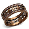WildKlass Stainless Steel Ring IP Coffee Light Women Top Grade Crystal Light Rose-WildKlass Jewelry