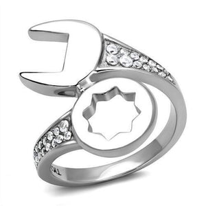 WildKlass Stainless Steel Ring High Polished Men AAA Grade CZ Clear-WildKlass Jewelry