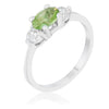 WildKlass 1.2ct Peridot CZ Rhodium Plated Classic Oval Ring-WildKlass Jewelry