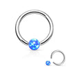 WildKlass Jewelry Opal Captive Bead Synthetic Opal Ball 316L Surgical Steel Silver Spakle-WildKlass Jewelry