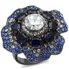 WildKlass Stainless Steel Ring IP Light Black (IP Gun) Women AAA Grade CZ Clear-WildKlass Jewelry
