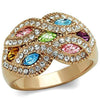 WildKlass Stainless Steel Ring IP Rose Gold Women Top Grade Crystal Multi Color-WildKlass Jewelry