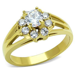 WildKlass Stainless Steel Ring IP Gold Women AAA Grade CZ Clear-WildKlass Jewelry